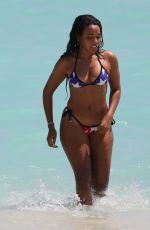 ANGELA SIMMONS in American Flag Bikini at a Beach in Miami