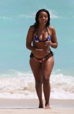 ANGELA SIMMONS in American Flag Bikini at a Beach in Miami