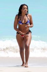 ANGELA SIMMONS in American Flag Bikini at a Beach in Miami