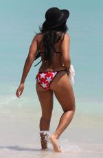 ANGELA SIMMONS in American Flag Bikini at a Beach in Miami