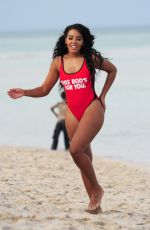 ANGELA SIMMONS in Swimsuit at a Beach in Miami