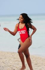 ANGELA SIMMONS in Swimsuit at a Beach in Miami