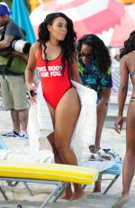ANGELA SIMMONS in Swimsuit at a Beach in Miami