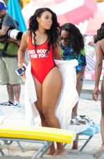 ANGELA SIMMONS in Swimsuit at a Beach in Miami