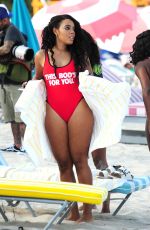 ANGELA SIMMONS in Swimsuit at a Beach in Miami