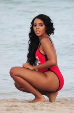 ANGELA SIMMONS in Swimsuit at a Beach in Miami