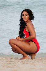 ANGELA SIMMONS in Swimsuit at a Beach in Miami