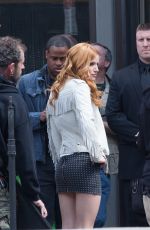 BELLA THORNE on the Set of Alvin and Chipminks: Road Trip in Georgia