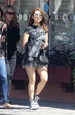BRENDA SONG in Shorts Leaves Aroma Cafe in Los Angeles