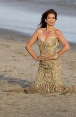 CINDY CRAWFORD on the Set of a Photoshoot in Malibu