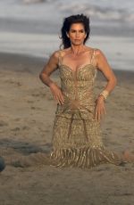 CINDY CRAWFORD on the Set of a Photoshoot in Malibu