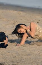 CINDY CRAWFORD on the Set of a Photoshoot in Malibu