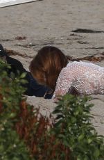 CINDY CRAWFORD on the Set of a Photoshoot in Malibu