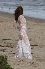 CINDY CRAWFORD on the Set of a Photoshoot in Malibu
