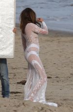 CINDY CRAWFORD on the Set of a Photoshoot in Malibu