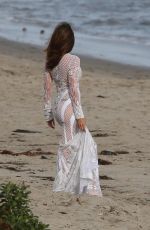 CINDY CRAWFORD on the Set of a Photoshoot in Malibu