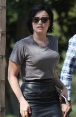 DEMI LOVATO on the Set of Extra in Universal City 0303