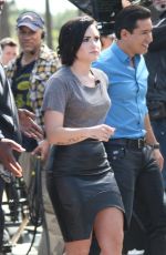DEMI LOVATO on the Set of Extra in Universal City 0303