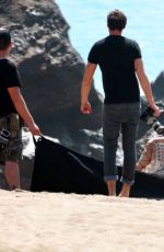 ELIZABETH OLSEN on a Photoshoot at a Beach in Malibu