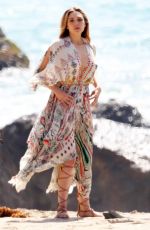 ELIZABETH OLSEN on a Photoshoot at a Beach in Malibu