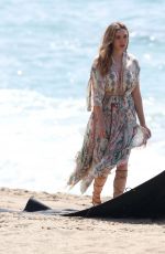 ELIZABETH OLSEN on a Photoshoot at a Beach in Malibu