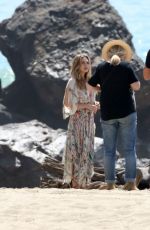 ELIZABETH OLSEN on a Photoshoot at a Beach in Malibu