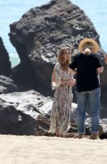 ELIZABETH OLSEN on a Photoshoot at a Beach in Malibu