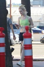 ELLE FANNIN in Tank Top and Shorts Leaves a Gym in Los Angeles