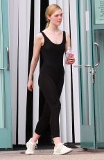 ELLE FANNING in Tights Heading to a Gym in Studio City