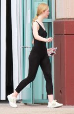 ELLE FANNING in Tights Heading to a Gym in Studio City