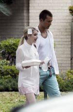 EMMA ROBERTS on the Set of Scream Queens in New Orleans 1903