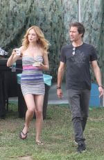 HEATHER GRAHAM on the Set of Studio City in Los Angeles