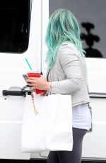 HILARY DUFF Colored Her Hair in Green at Nine Zero One Salon in West Hollywood