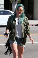 HILARY DUFF in Denim Shorts Out and About in Los Angeles 2603