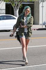 HILARY DUFF in Denim Shorts Out and About in Los Angeles 2603