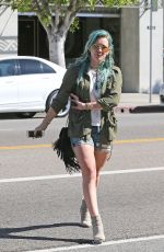 HILARY DUFF in Denim Shorts Out and About in Los Angeles 2603
