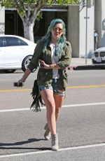 HILARY DUFF in Denim Shorts Out and About in Los Angeles 2603