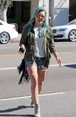 HILARY DUFF in Denim Shorts Out and About in Los Angeles 2603