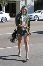 HILARY DUFF in Denim Shorts Out and About in Los Angeles 2603