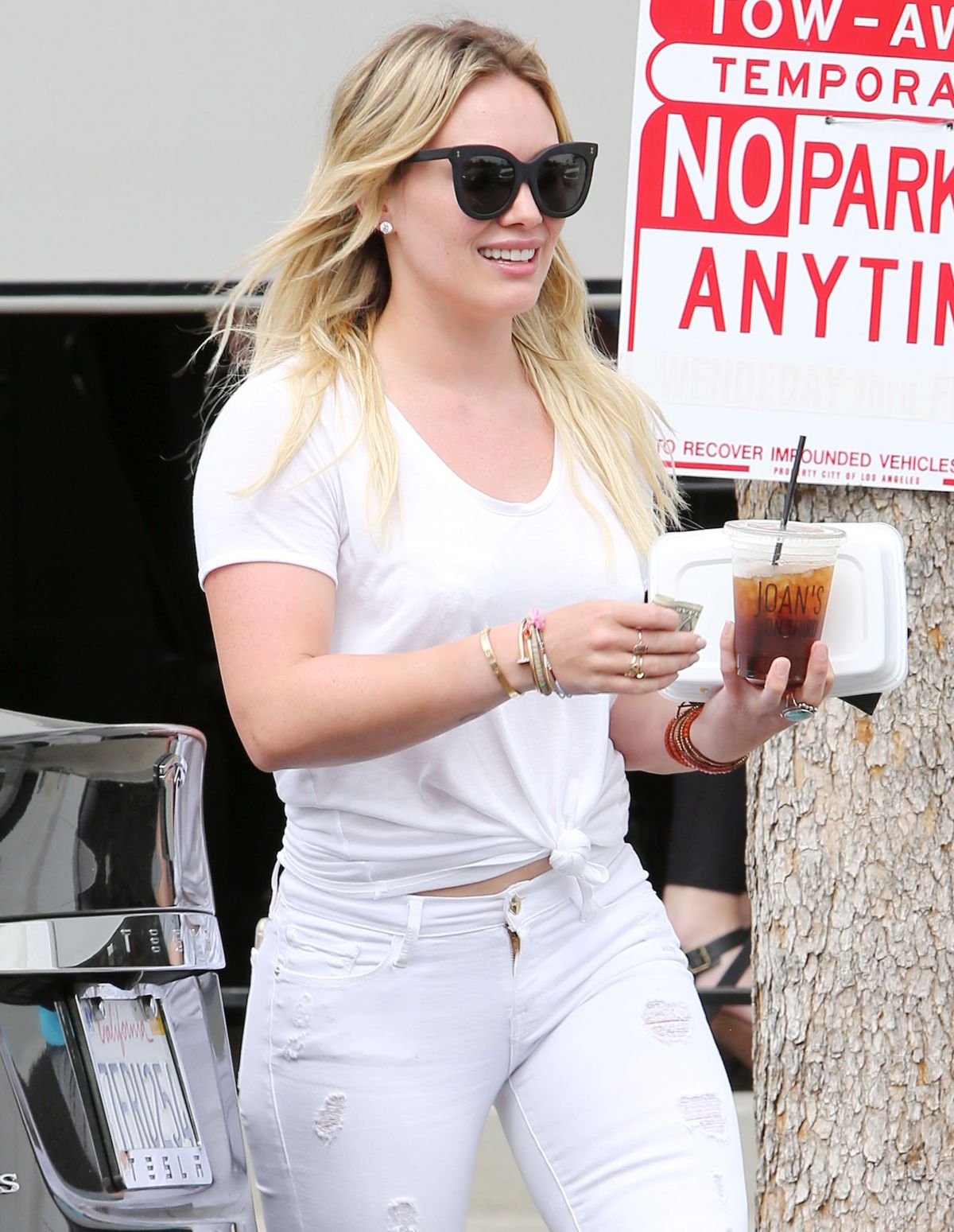 HILARY DUFF in White Jeans Out and About in Studio City HILARY DUFF in White Jeans Out and About in Studio City