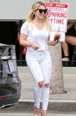 HILARY DUFF in White Jeans Out and About in Studio City