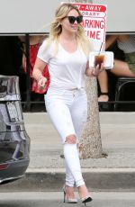 HILARY DUFF in White Jeans Out and About in Studio City