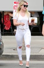 HILARY DUFF in White Jeans Out and About in Studio City