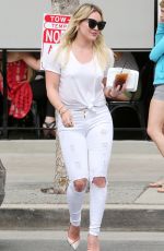 HILARY DUFF in White Jeans Out and About in Studio City