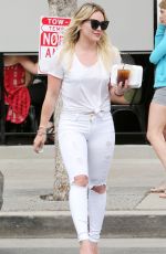 HILARY DUFF in White Jeans Out and About in Studio City