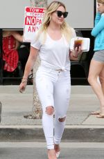 HILARY DUFF in White Jeans Out and About in Studio City