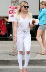 HILARY DUFF in White Jeans Out and About in Studio City