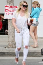 HILARY DUFF in White Jeans Out and About in Studio City