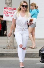 HILARY DUFF in White Jeans Out and About in Studio City