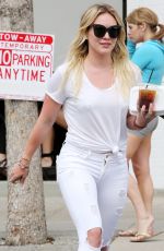 HILARY DUFF in White Jeans Out and About in Studio City